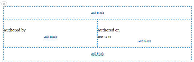 The node 'Authored on' field block is added to the Two-column layout section